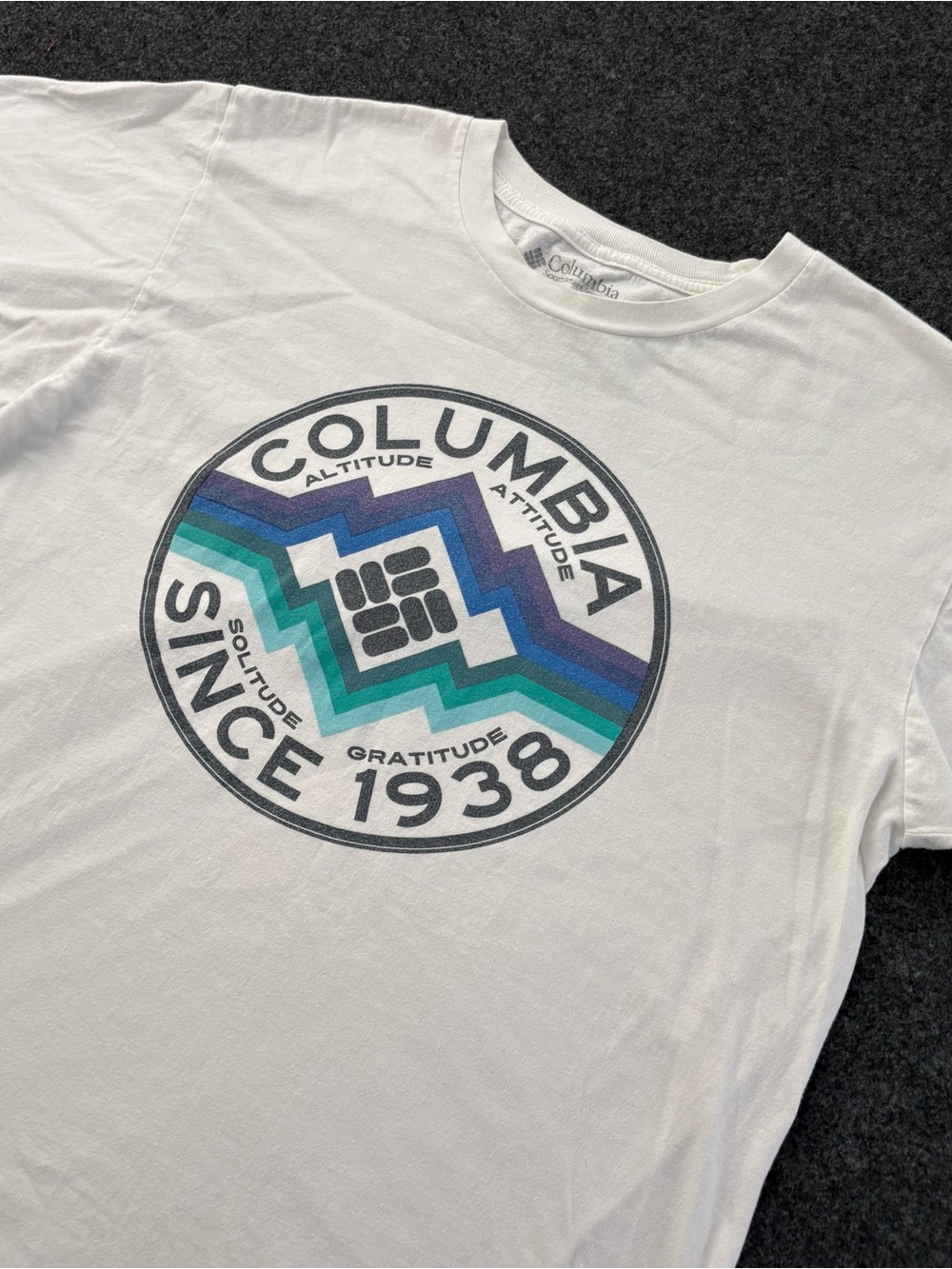 Columbia Sportswear Mens L Logo Outdoor Athletic White T-Shirt Outdoor Hiking